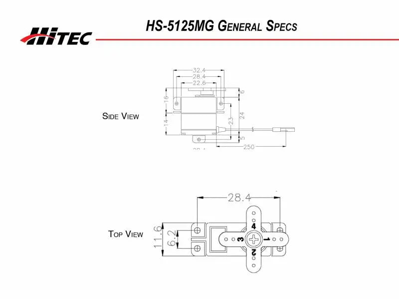 Hitec HS-5125MG Slim Metal Gear Wing Servo Hitec RCD USA