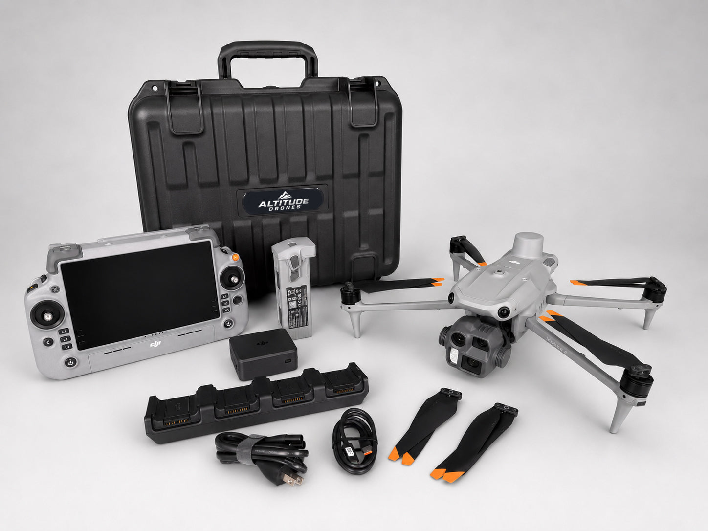 DJI Matrice 4E Drone Combo from Altitude Drones with all items included on display