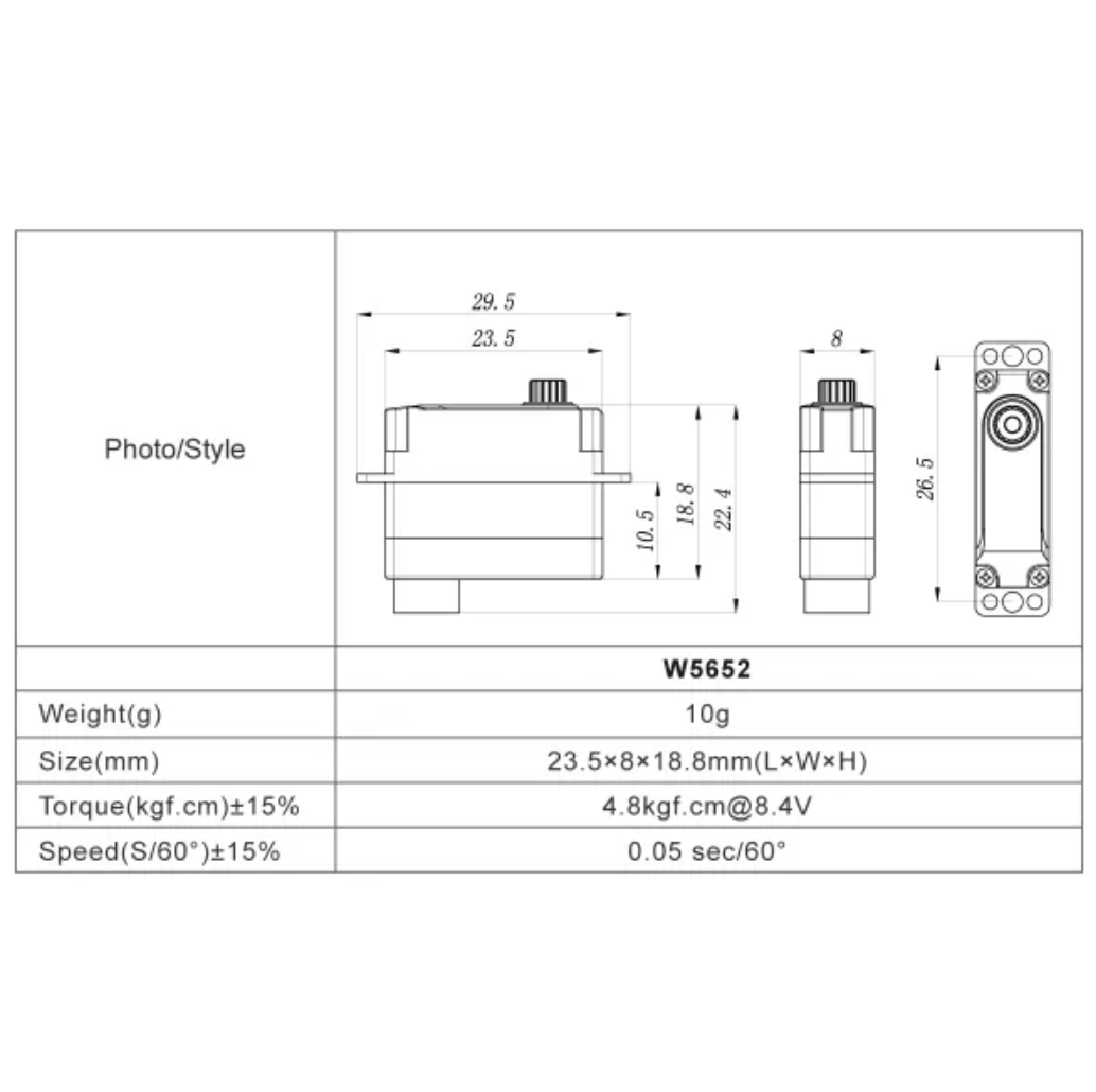 FrSky W5652H Xact Coreless Series Servo