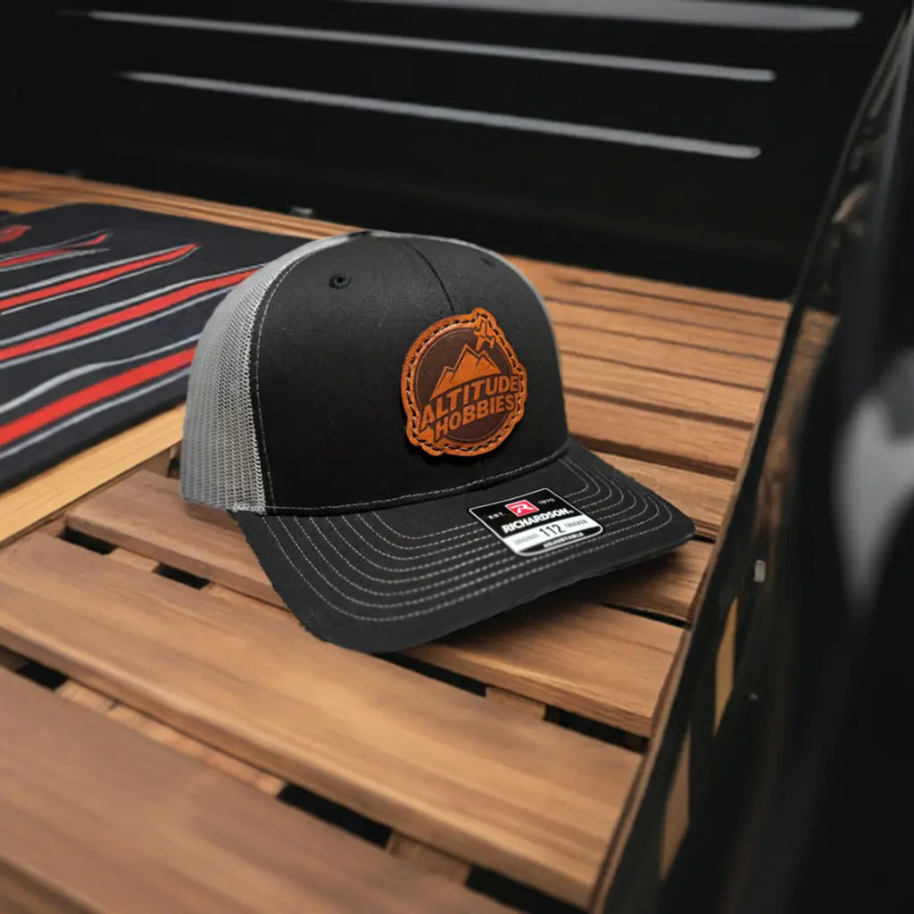 Altitude Hobbies Leather Patch Hat (Black/Charcoal) Altitude Hobbies