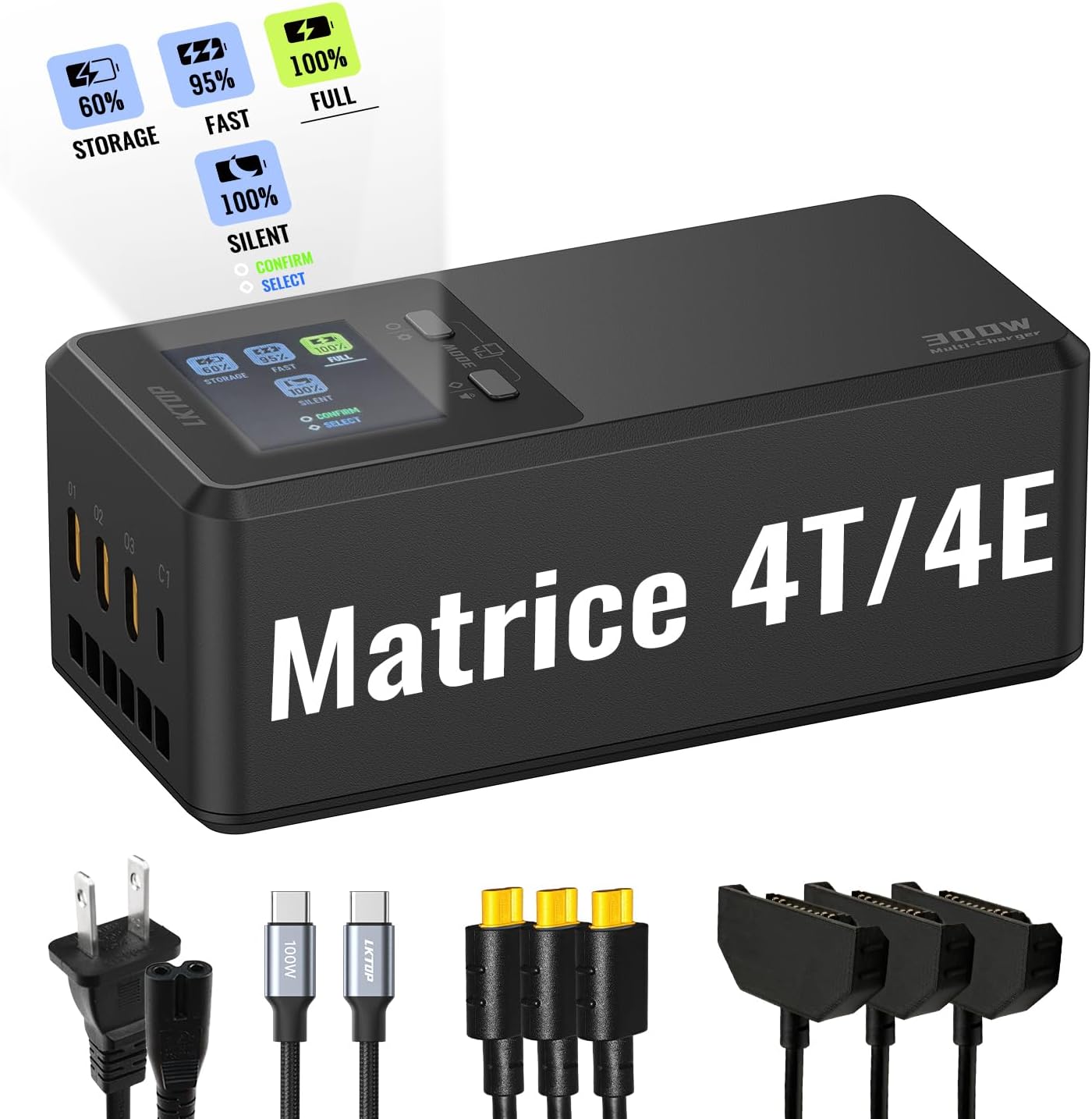 LKTOP 300W Fast Multi-Charger for DJI Matrice 4E/4T Drones