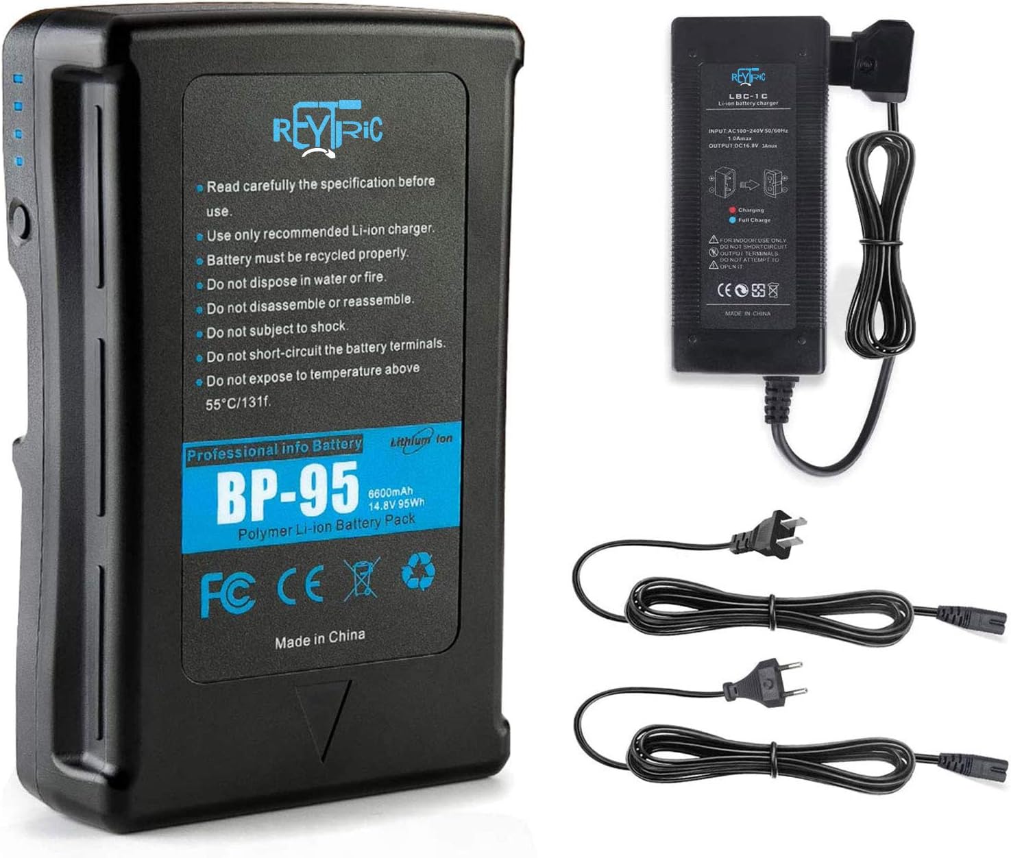 Reytric 95Wh (6600mAh) V-Mount/V-Lock Battery w/ Charger from Altitude Hobbies for Seetec 21.5" monitor case