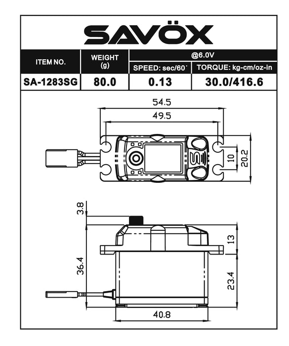 Savox SA-1283SGP Coreless Metal Case Digital Servo w/ Soft Start