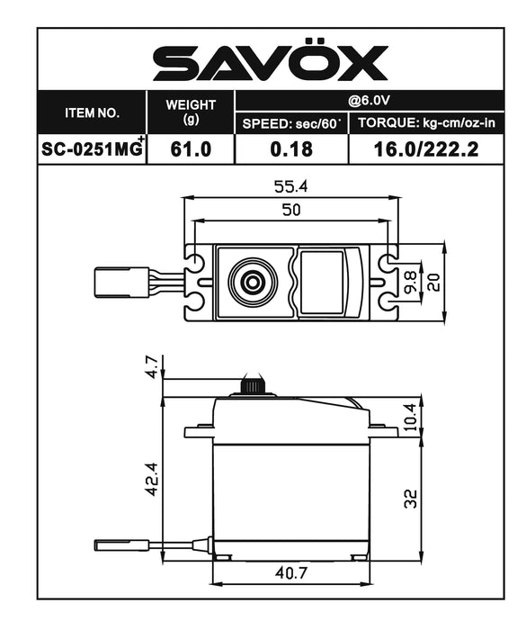 Savox SC-0251MGP Larger Standard Digital Servo