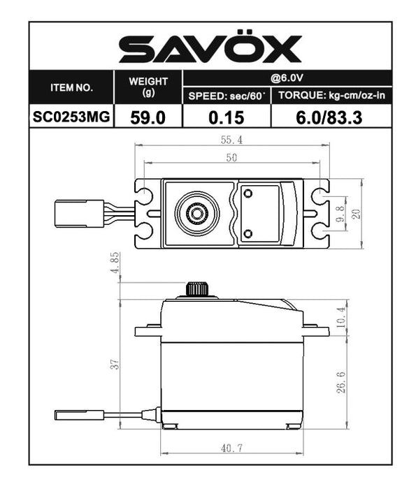 Savox SC-0253MG Standard Digital Servo