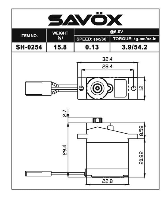 Savox SH-0254P Micro Digital Servo w/ Soft Start
