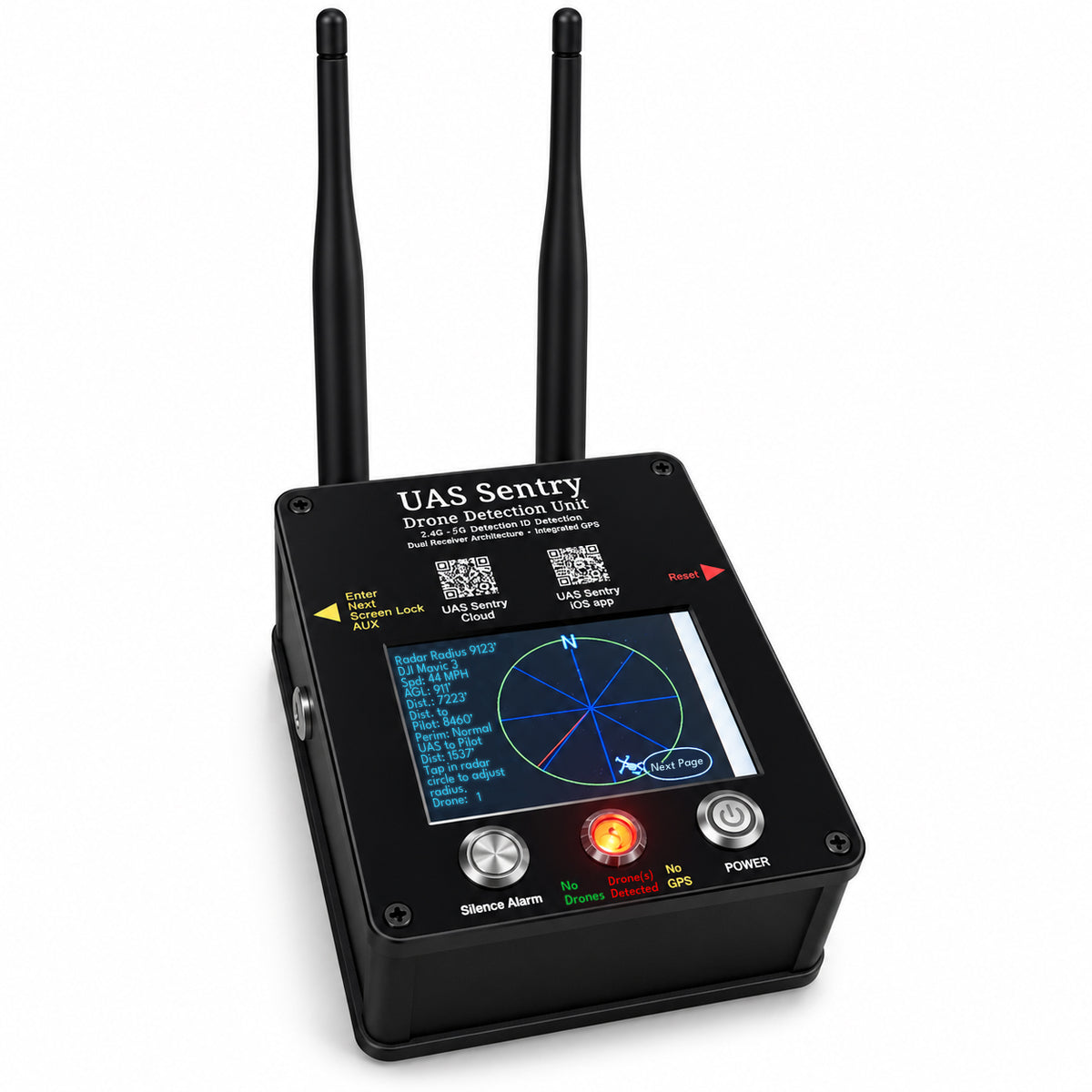 UAS Sentry Touchscreen Nexus Observer Handheld Drone Remote ID Detection (Formerly V4) from Altitude Drones