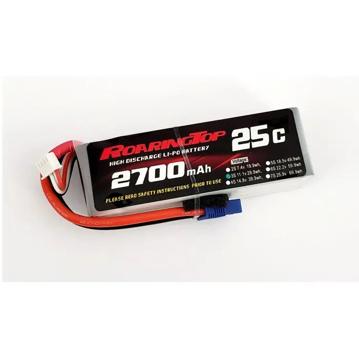 Roaring Top 2700mAh 3s (11.1v) 25C Lipo Battery - Altitude Hobbies