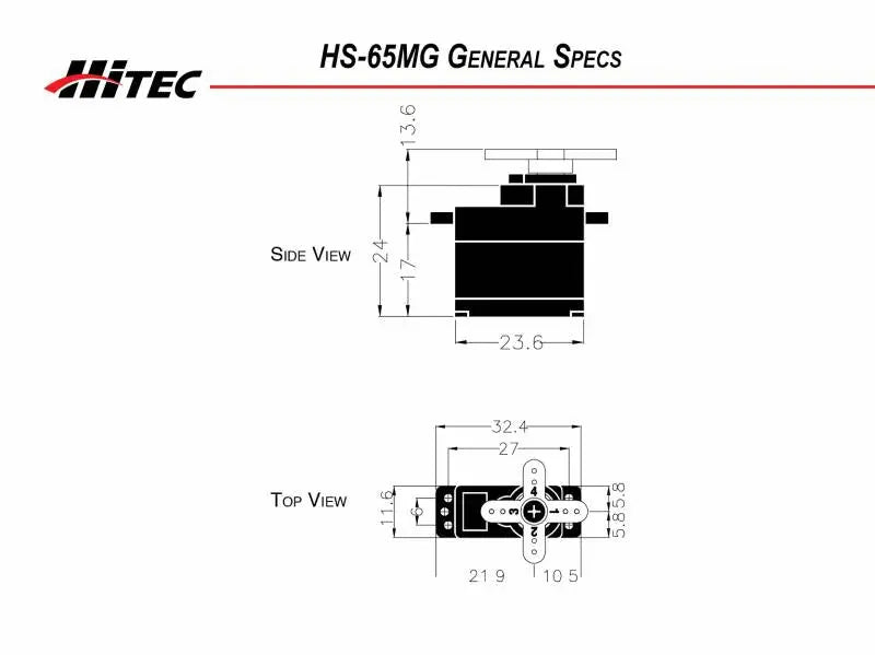 Hitec HS-65MG Mighty Metal Gear Feather Servo Hitec RCD USA