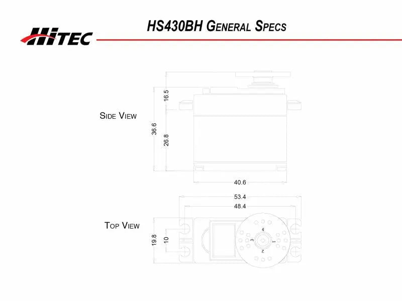 Hitec HS-430BH Deluxe, High Voltage, Ball Bearing Standard Servo Hitec RCD USA