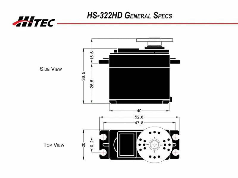 Hitec HS-322HD Standard Heavy Duty Servo Hitec RCD USA