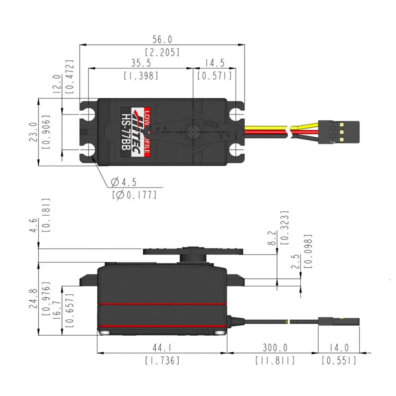 Hitec HS-77BB Nylon Gear Analog Low Profile Servo Hitec RCD USA