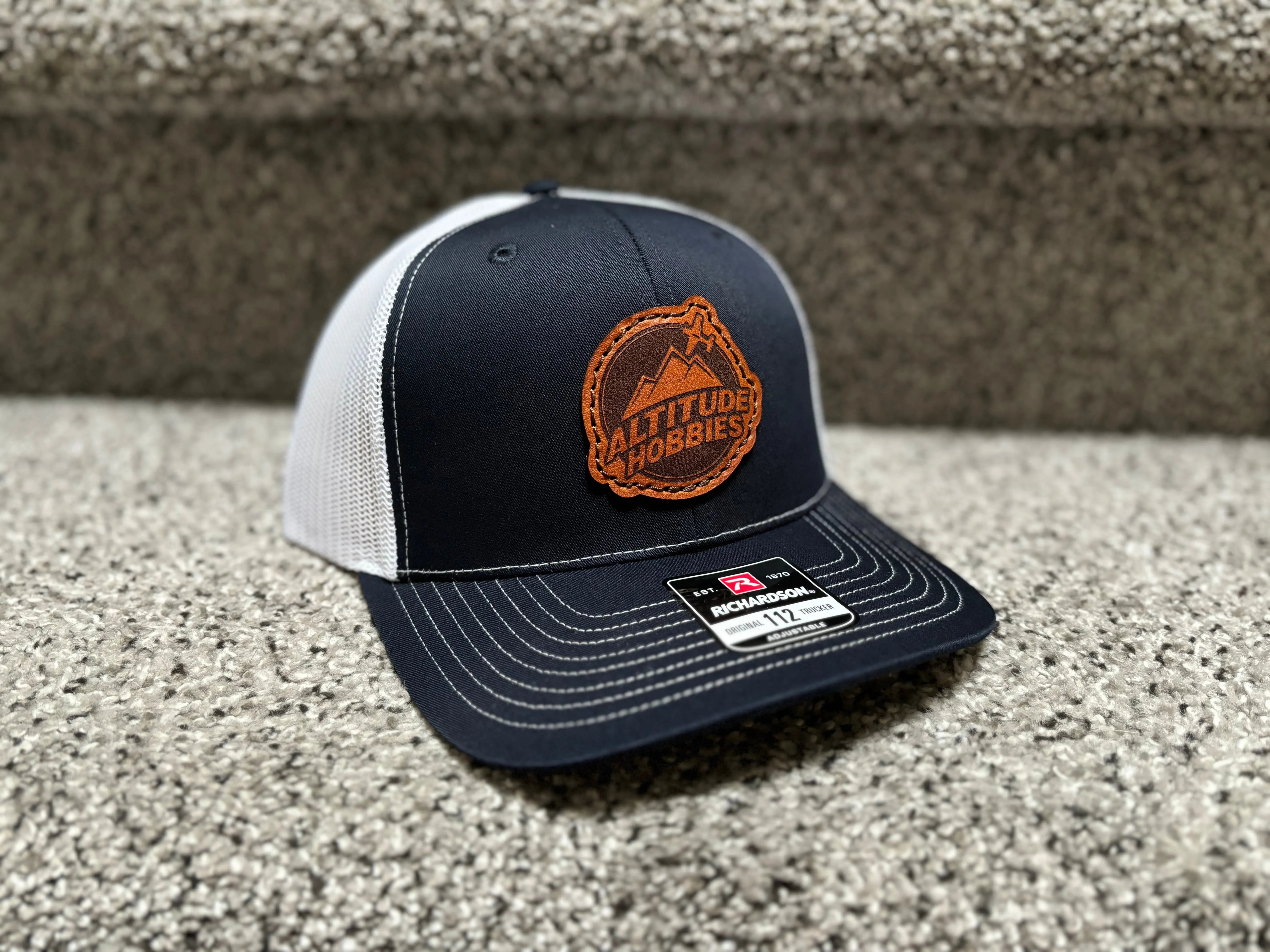 Altitude Hobbies Leather Patch Hat (Navy/White) Altitude Hobbies
