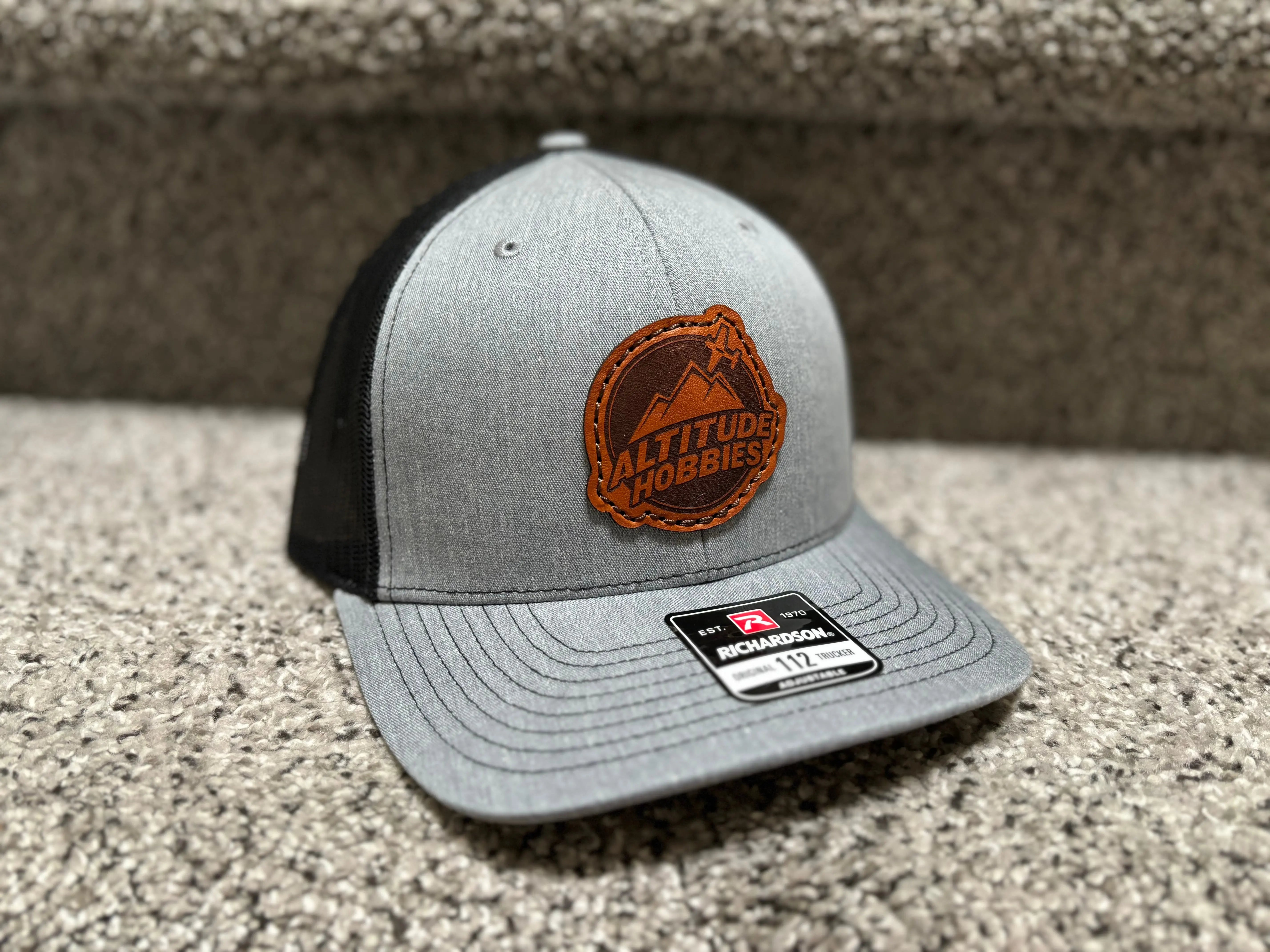 Altitude Hobbies Leather Patch Hat (Heather Gray/Black) Altitude Hobbies
