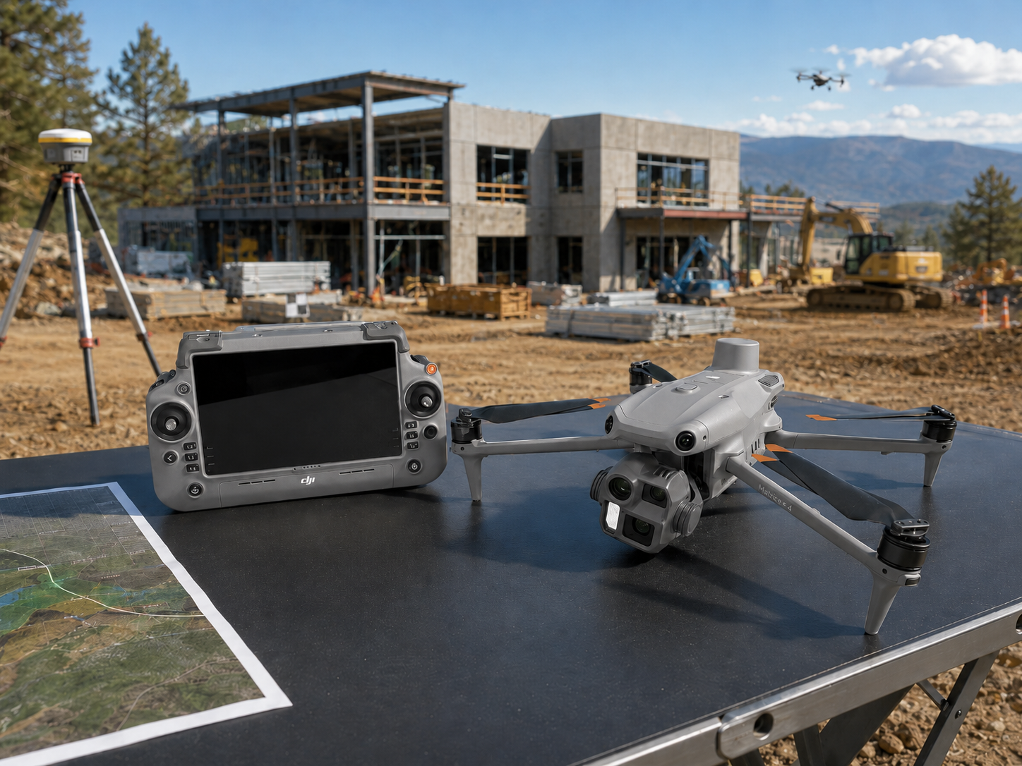 DJI Matrice 4E mapping drone from Altitude Drones being shown in use at a jobsite