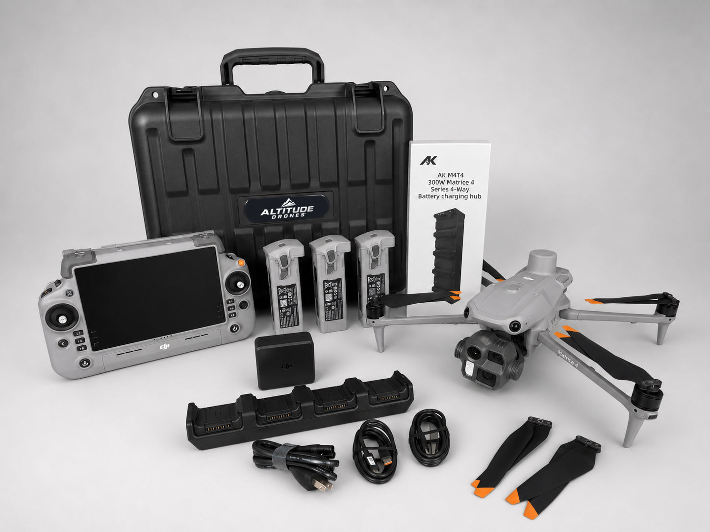 DJI Matrice 4E Drone Combo Bundle Mapping Package from Altitude Drones with all items included on display