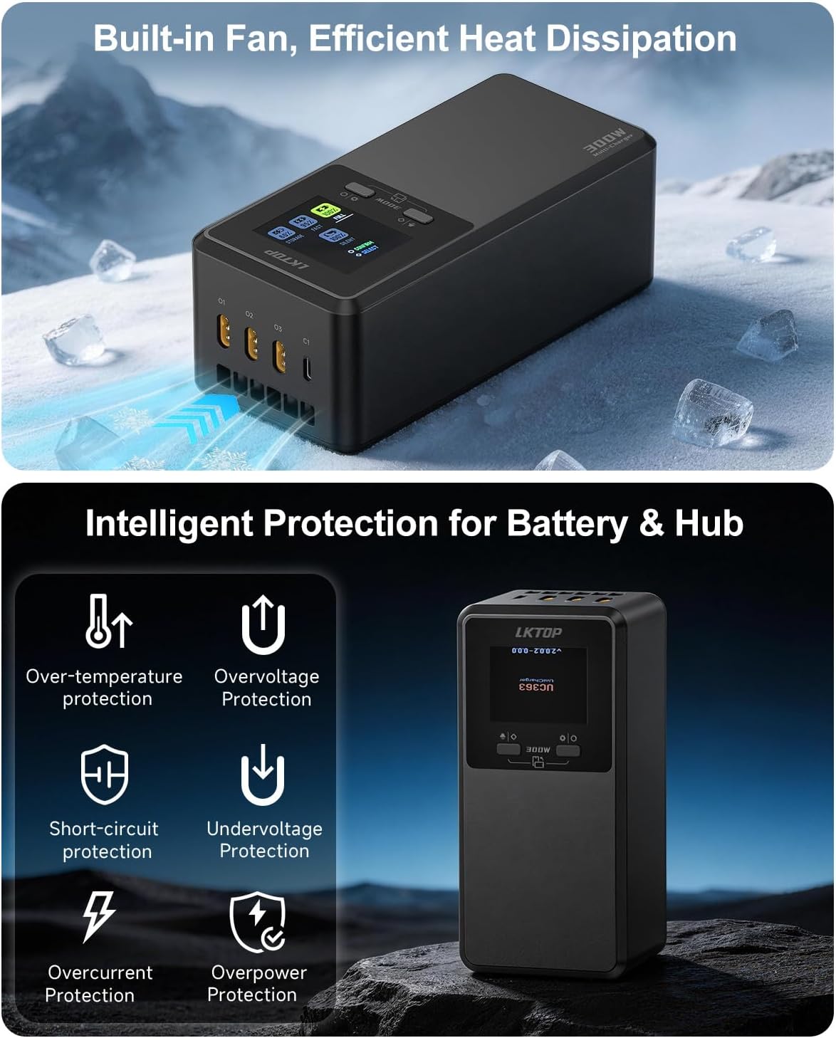 LKTOP 300W Fast Multi-Charger for DJI Matrice 4E/4T Drones