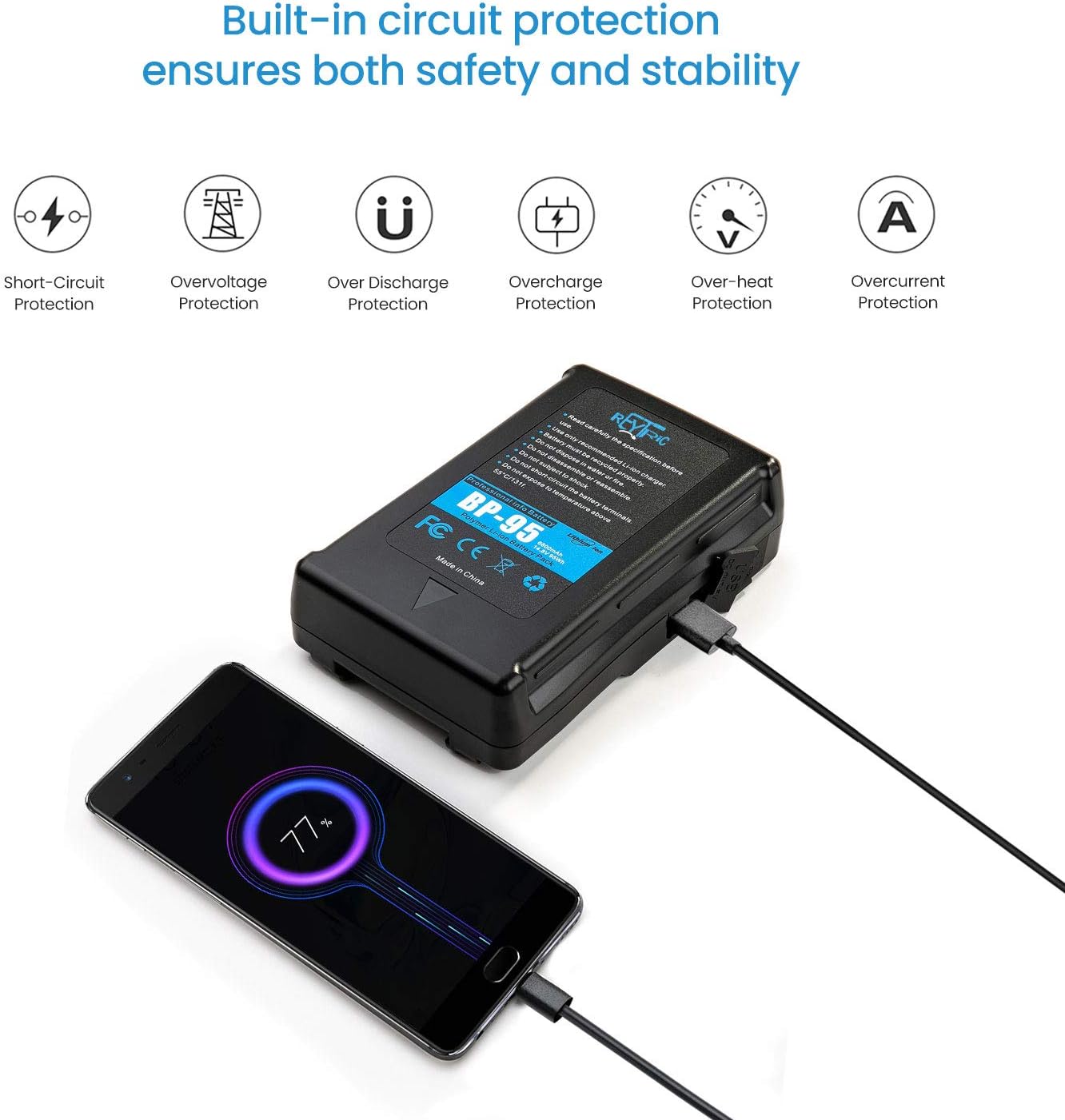 Reytric 95Wh (6600mAh) V-Mount/V-Lock Battery w/ Charger