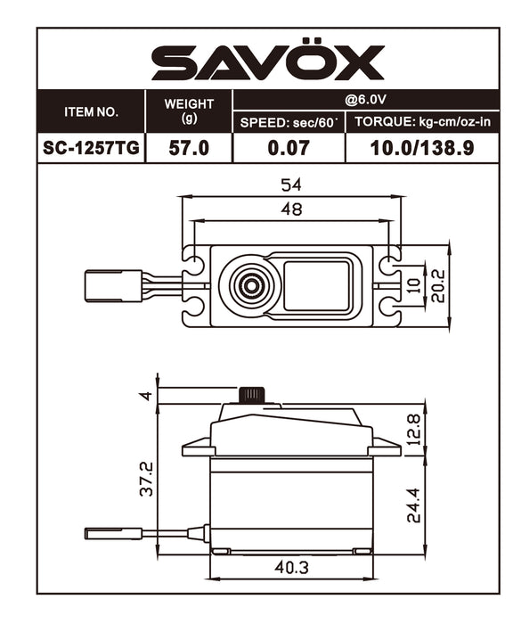 Savox SC1257TG-BE Black Edition Standard Size Coreless Digital Servo