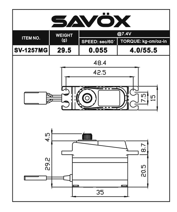Savox SV1257MG High Voltage Mini Size Digital Servo