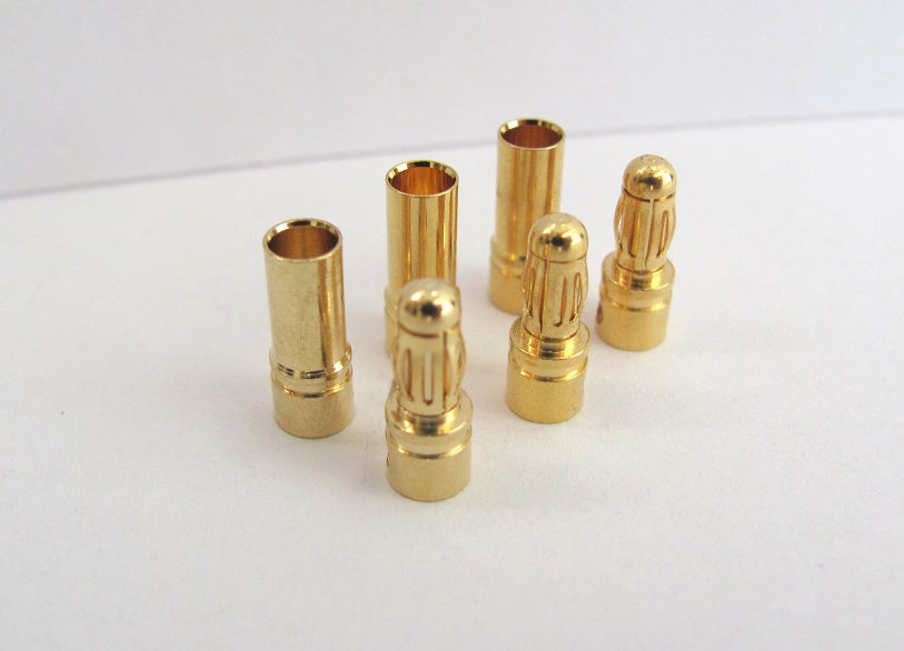 3.5mm Gold Bullet Connectors (3 Pairs) - Altitude Hobbies