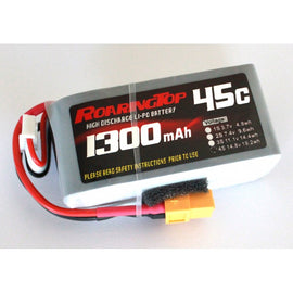 Roaring Top 1300mAh 4s (14.8v) 45C Lipo Battery - Altitude Hobbies