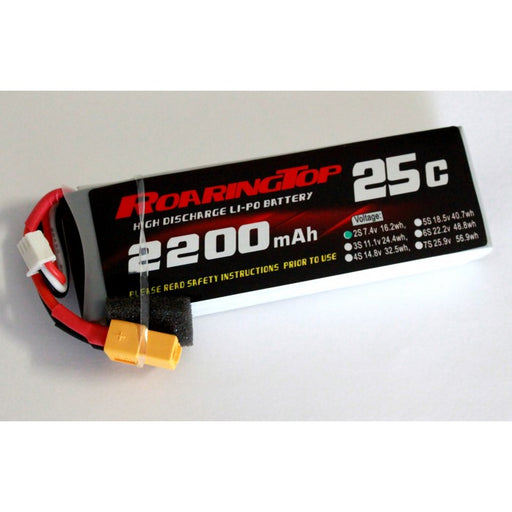 Roaring Top 2200mAh 2s (7.4v) 25c Lipo Battery - Altitude Hobbies