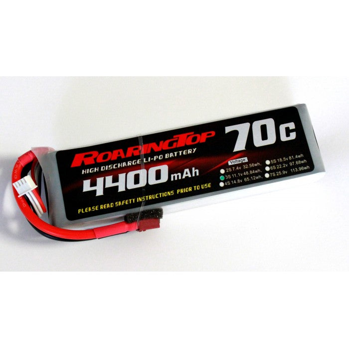 Roaring Top 4400mAh 3s (11.1v) 70C Lipo Battery - Altitude Hobbies