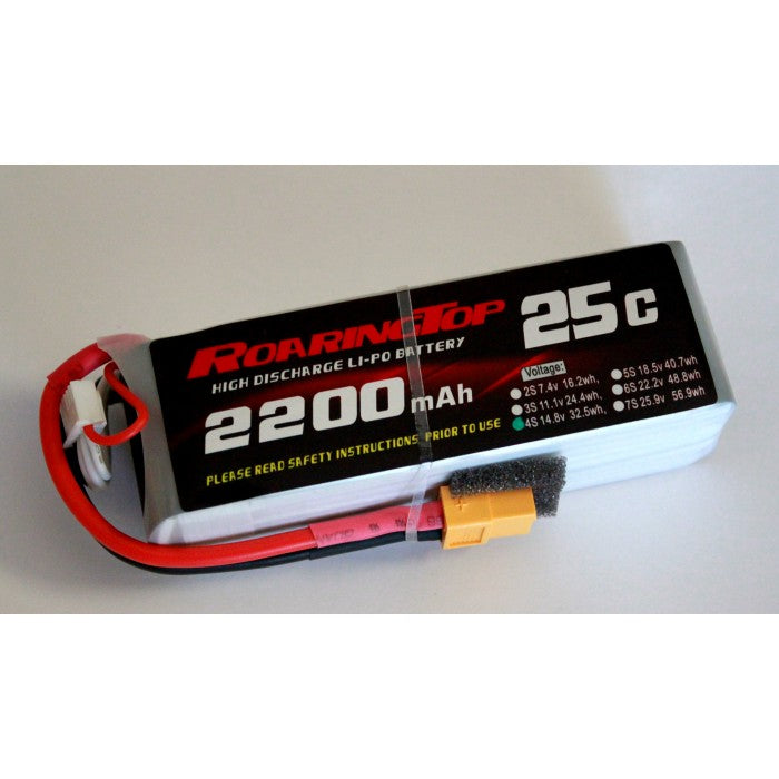 Roaring Top 2200mAh 4s (14.8v) 25C Lipo Battery - Altitude Hobbies