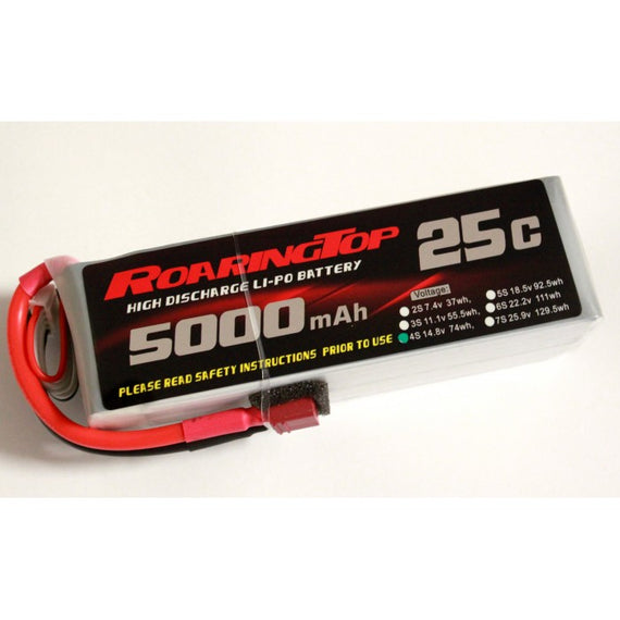 Roaring Top 5000mAh 4s (14.8v) 25C Lipo Battery - Altitude Hobbies
