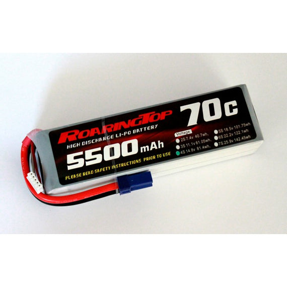 Roaring Top 5500mAh 4s (14.8v) 70C Lipo Battery - Altitude Hobbies