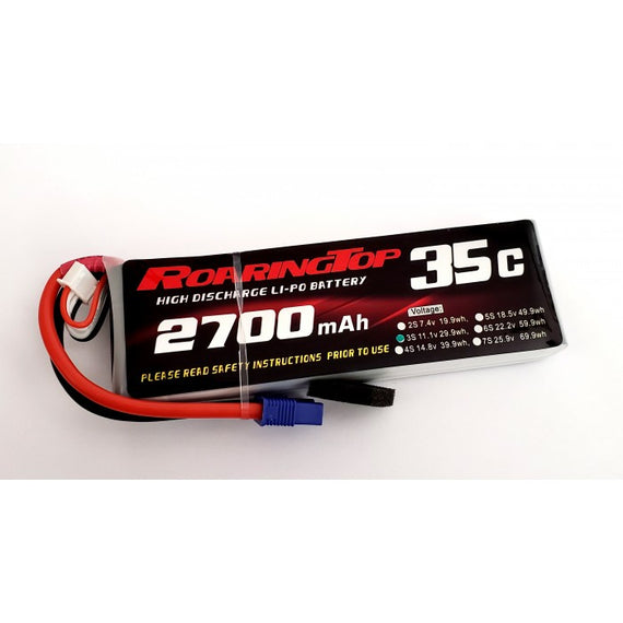 Roaring Top 2700mAh 3s (11.1v) 35C Lipo Battery - Altitude Hobbies