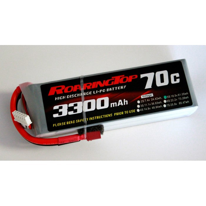 Roaring Top 3300mAh 5s (18.5v) 70C Lipo Battery - Altitude Hobbies